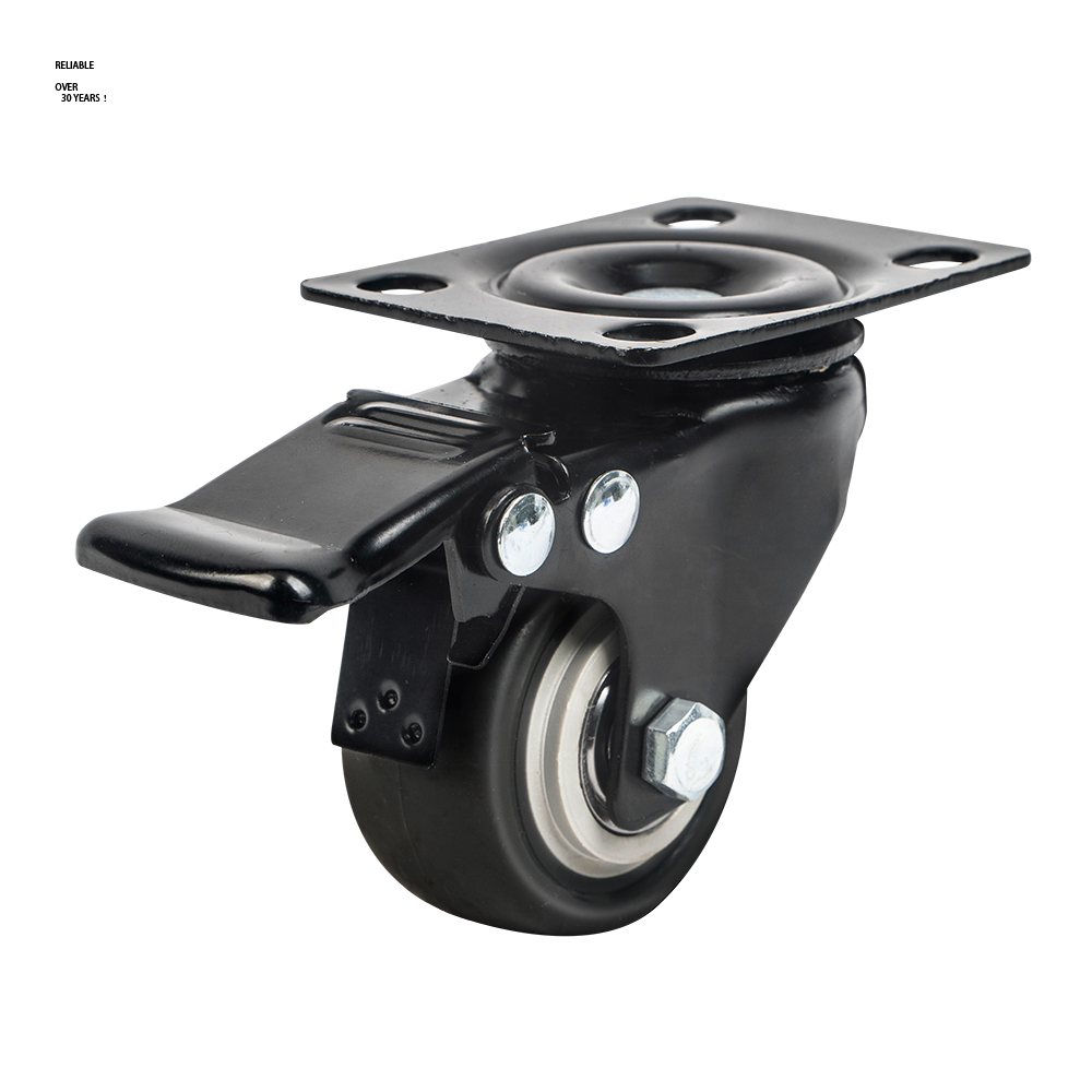 2 Inch 50mm Furniture Casters Wheels Swivel with Pu Race Board Thread Stem Chair Brake Wheels Cylinder