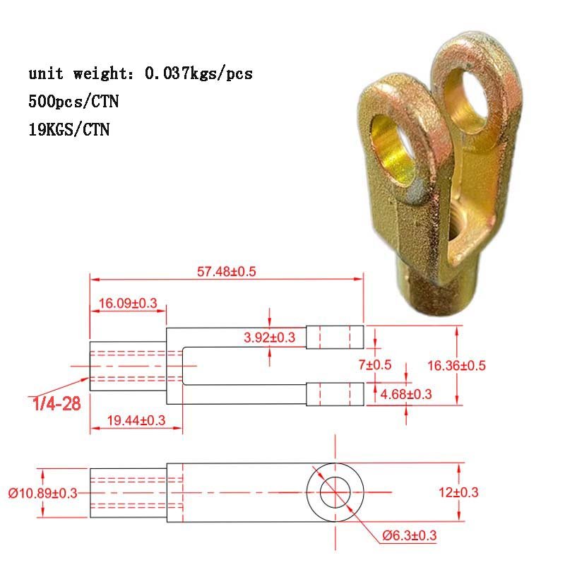 Mechanical Steering Accessories 1/4-28 Forged Steel Steering Control Handle Clevis Yokes for Automotive Universal Joints
