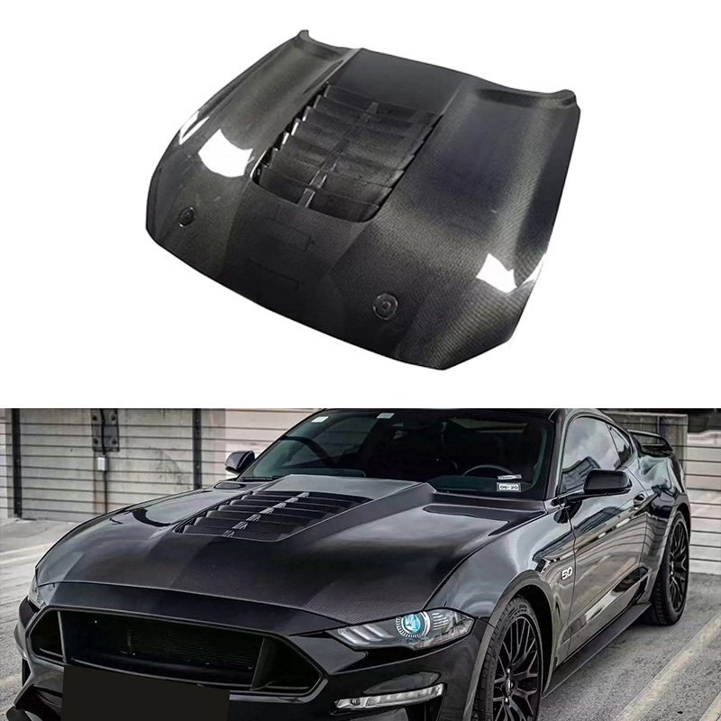 Modified GT500 Style Carbon Fiber Fibre Front Engine Bonnet Hood Vent for Ford Mustang S550.1 S550.2 2015 - 2017 2018-2023