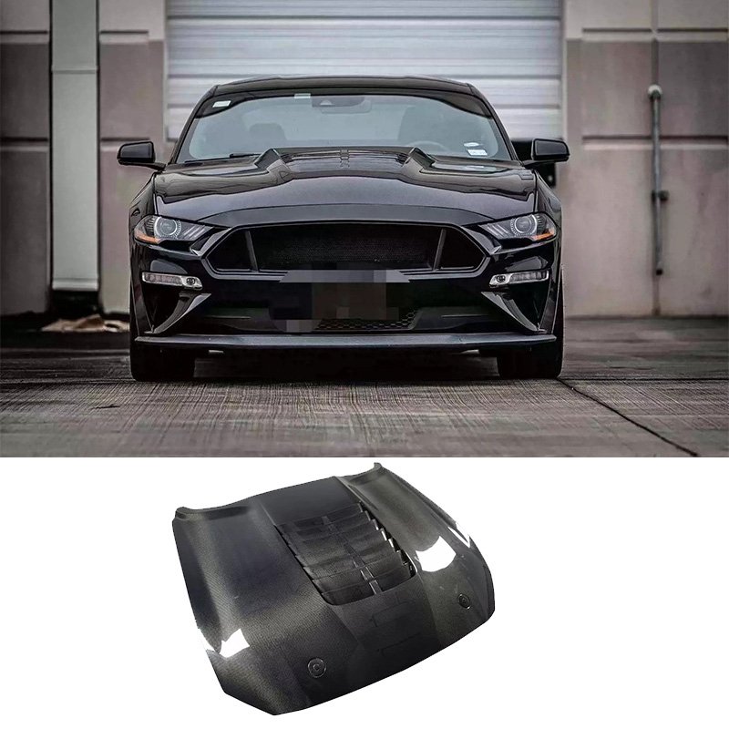 Modified GT500 Style Carbon Fiber Fibre Front Engine Bonnet Hood Vent for Ford Mustang S550.1 S550.2 2015 - 2017 2018-2023