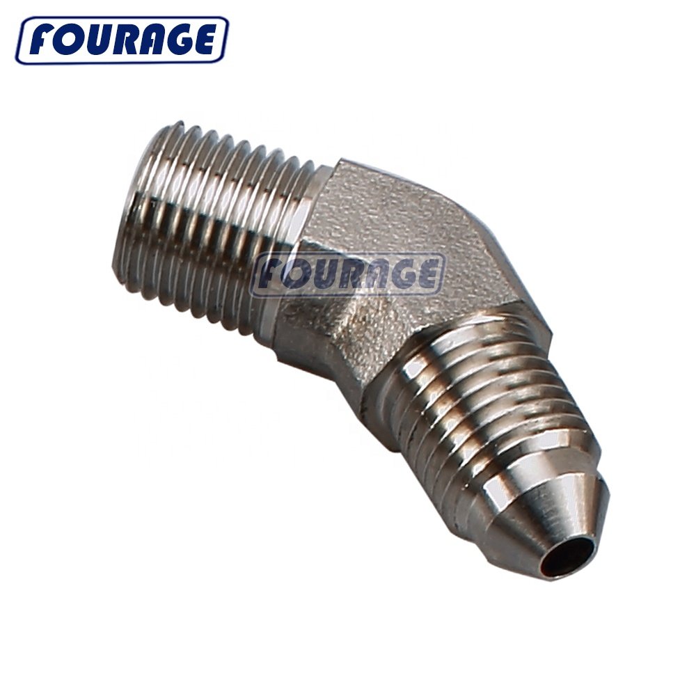 Auto Parts Stainless Steel Straight 45 Degree 90 Degree AN3 AN4 Male Flare to 1/8" NPT Brake Line Hose Fitting
