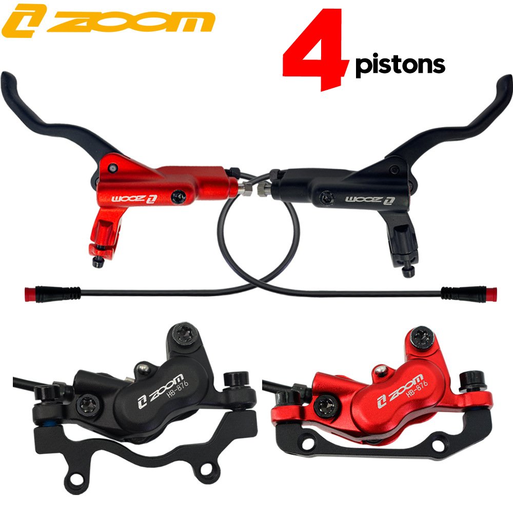 ZOOM E-bike 4 Piston Hydraulic Press Brakes Disc Brake Power Off Sensor for Electric Scooter E Bike