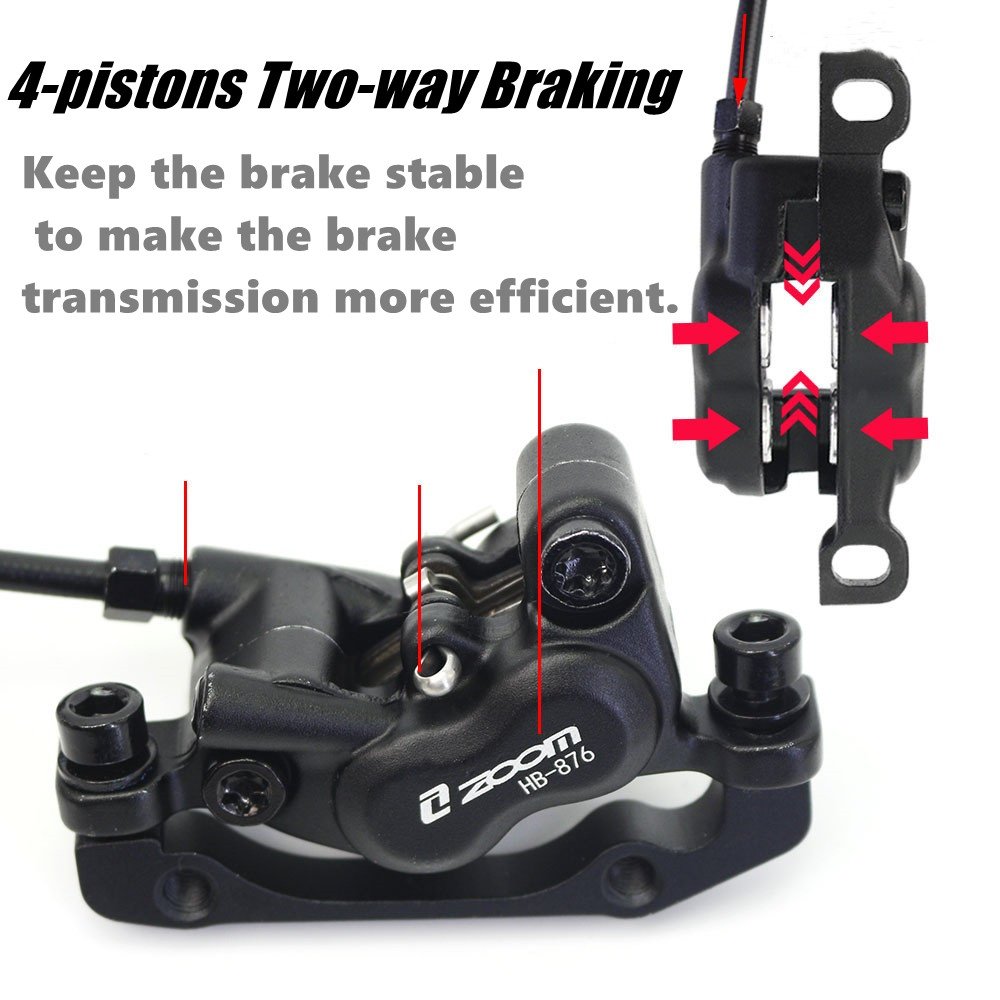 ZOOM E-bike 4 Piston Hydraulic Press Brakes Disc Brake Power Off Sensor for Electric Scooter E Bike