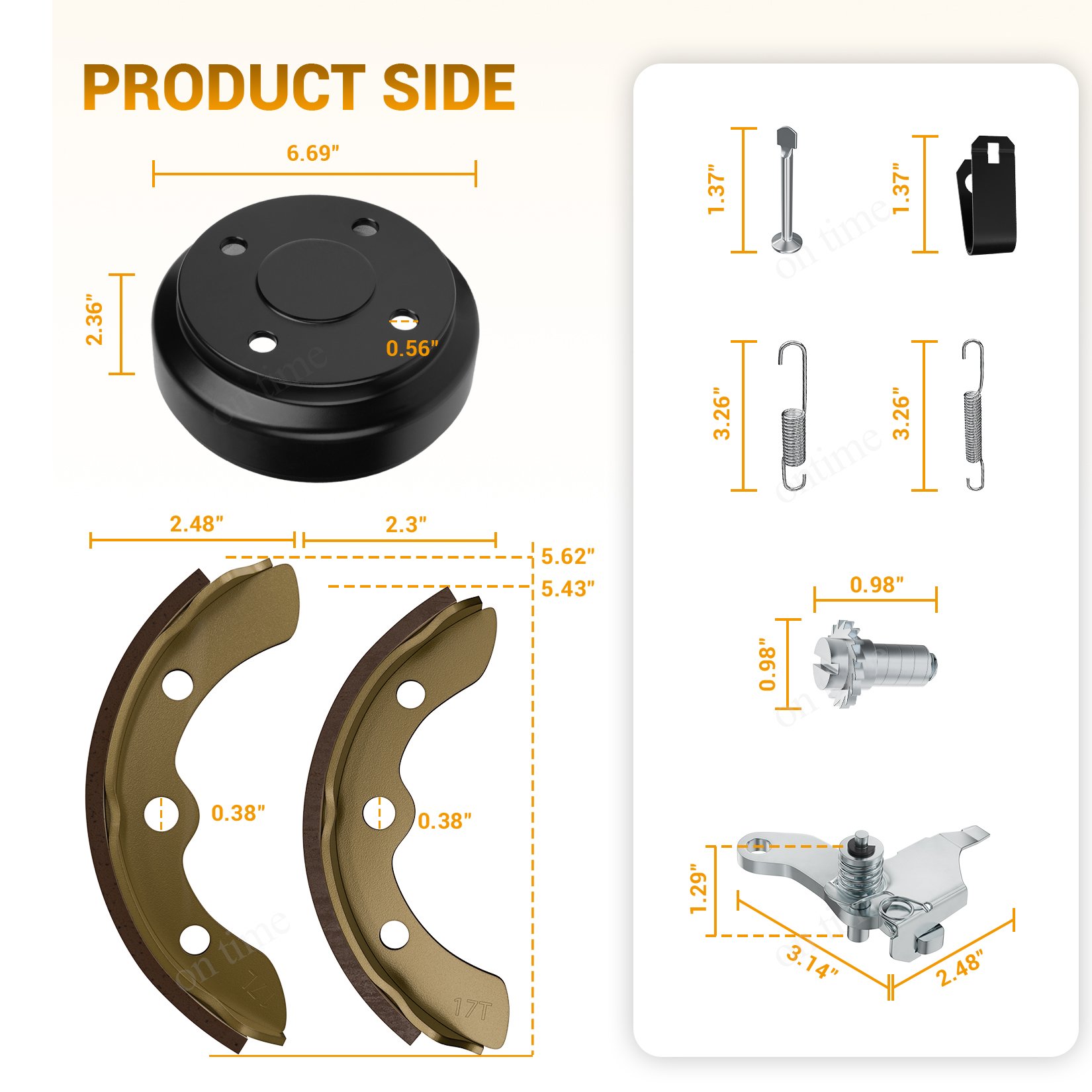 Golf Cart Rear Brake Drum/Hub and Brake Shoes Deluxe Repair Kit for Club Car DS 1995-Up &Precedent 2004-Up