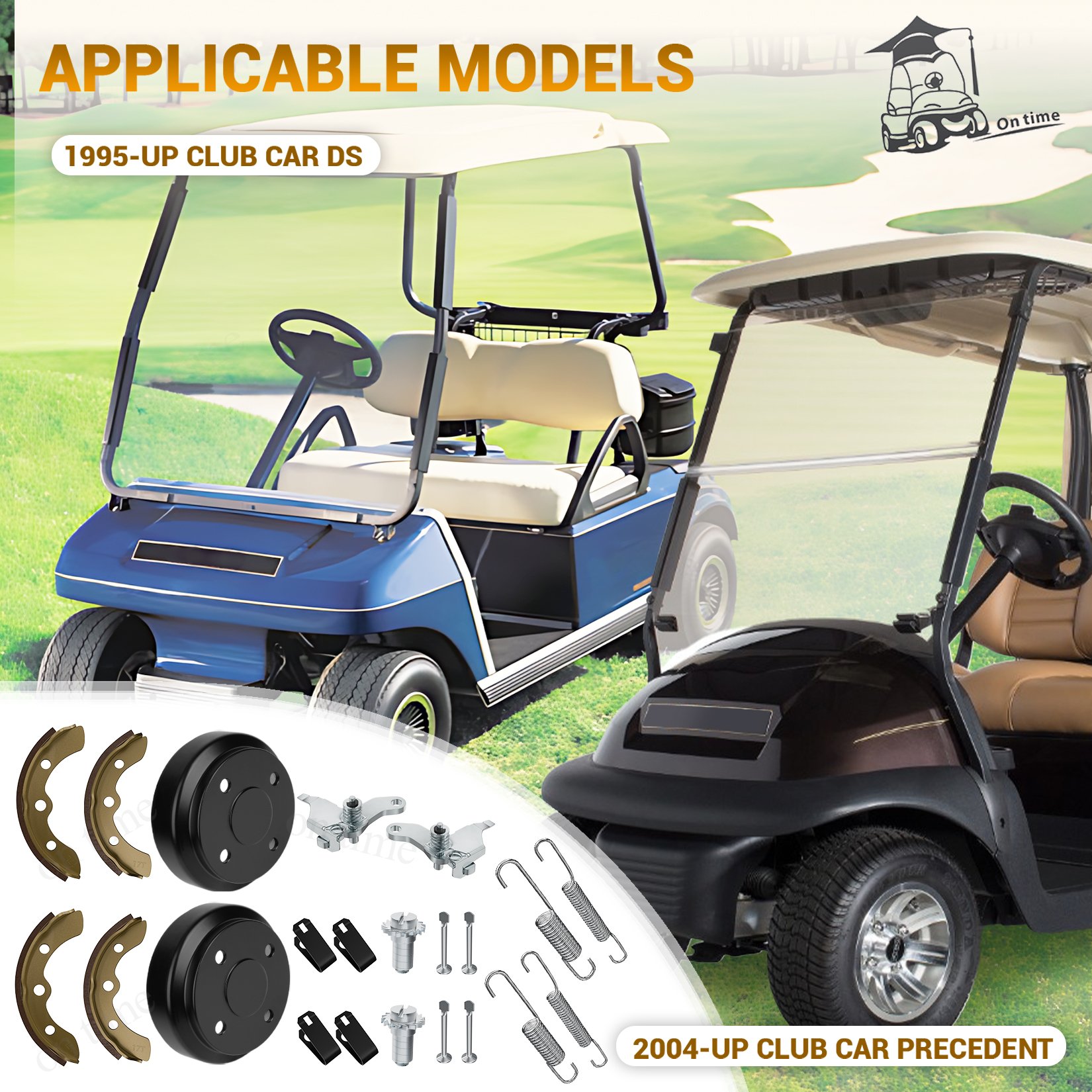 Golf Cart Rear Brake Drum/Hub and Brake Shoes Deluxe Repair Kit for Club Car DS 1995-Up &Precedent 2004-Up