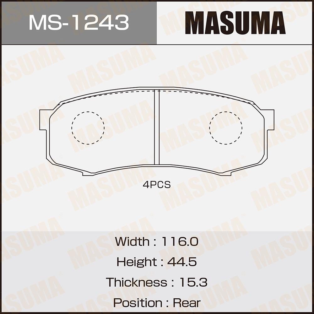 MS-1243N MASUMA Japanese Japan Supplier Premium Ceramic Brake Pad 4605A389 4605A458 for Pajero & Toyota 4 Runner Land Cruiser