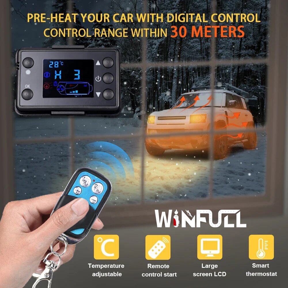 5KW Diesel Heater Remote Control and LCD Screen for Car SUV RV Trailer Camper Boat and Garage