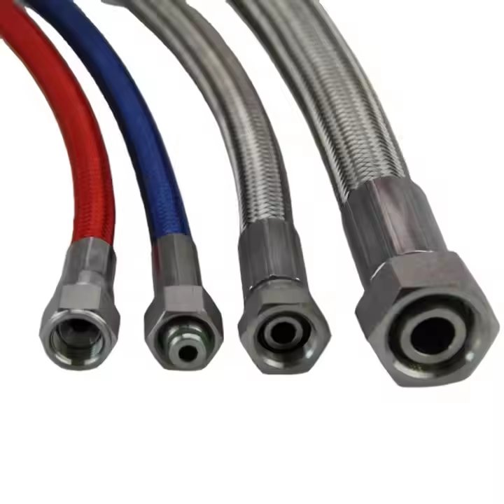 AN4 Stainless Steel Braided Brake Line Hose for Motorcycles PTFE Fluid Hydraulic Tube for Fuel Gas Oil Gas Pipe