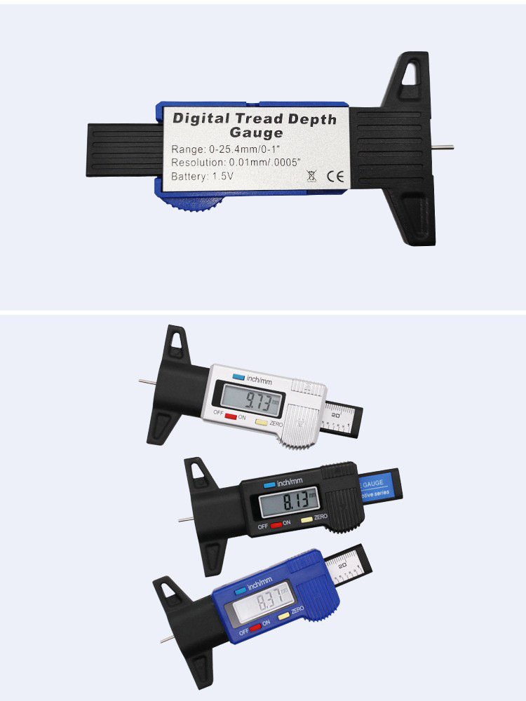 Digital Car Tyre Tire Tread Depth Gauge Meter Measurer Tool Caliper Thickness Gauges Tread Brake Pad Shoe Tire Monitoring System