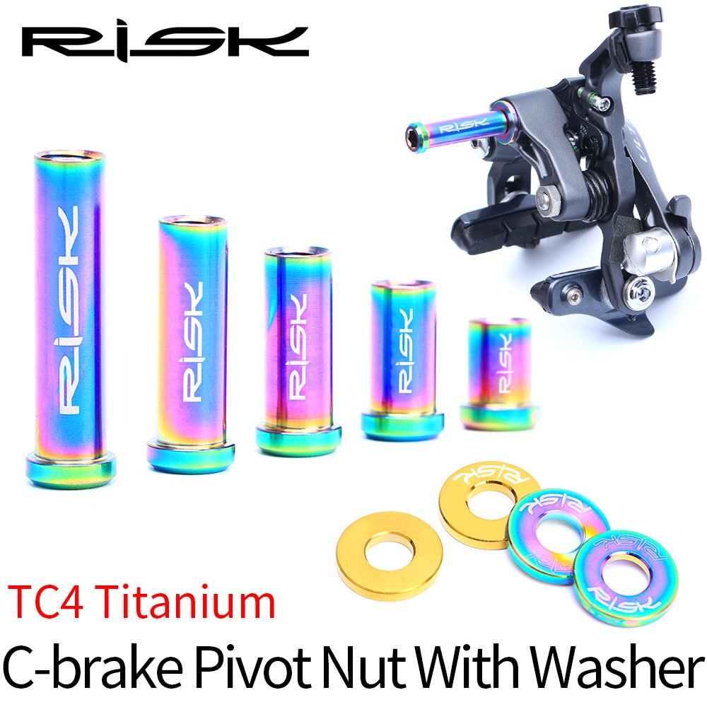 RISK Titanium Alloy Bolts Bicycle C-Brake Pivot Nut with Washer M6*10/15/20/25/30/40mm Bicycle Caliper Bolt Bike C Brake Screw