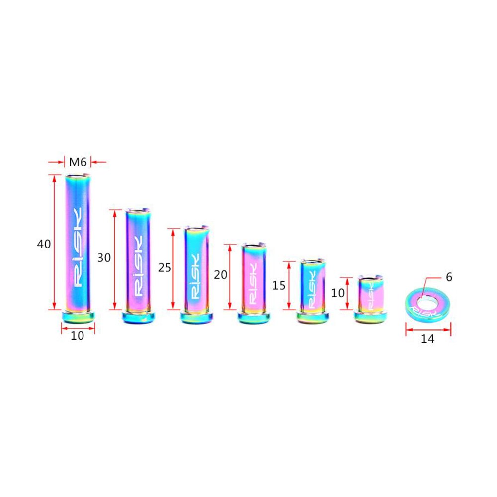 RISK Titanium Alloy Bolts Bicycle C-Brake Pivot Nut with Washer M6*10/15/20/25/30/40mm Bicycle Caliper Bolt Bike C Brake Screw