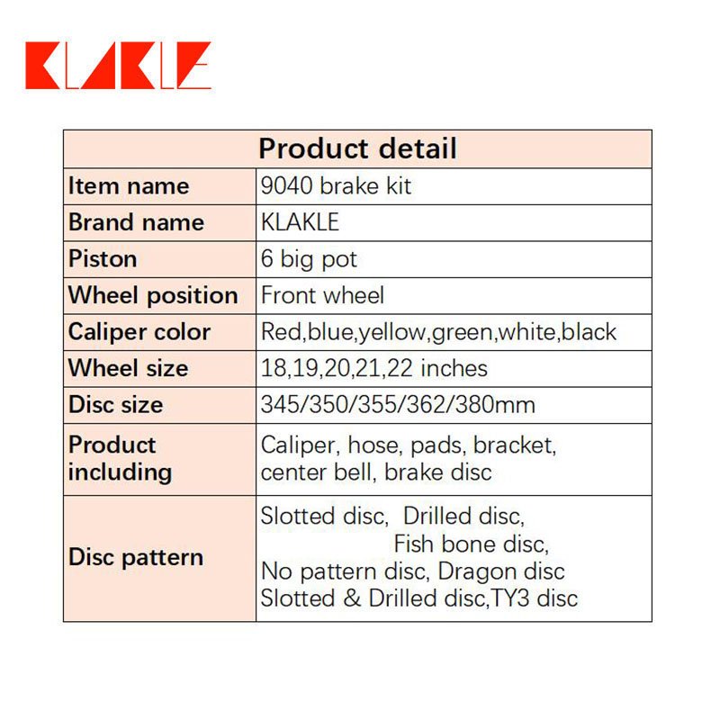 KLAKLE High-Performance Drilled Pattern Brake 9040 Caliper Kit Tuning Brake Systems for BMW E92 325i 2007
