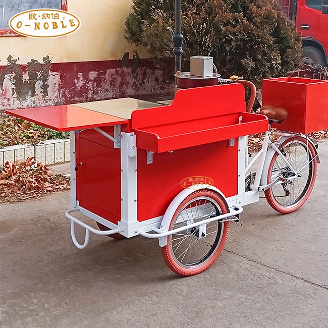 Classic Outdoor Popcorn Truck Electric Power There Are Popcorn Three-wheeled Bicycles Selling Food Snacks on the Street