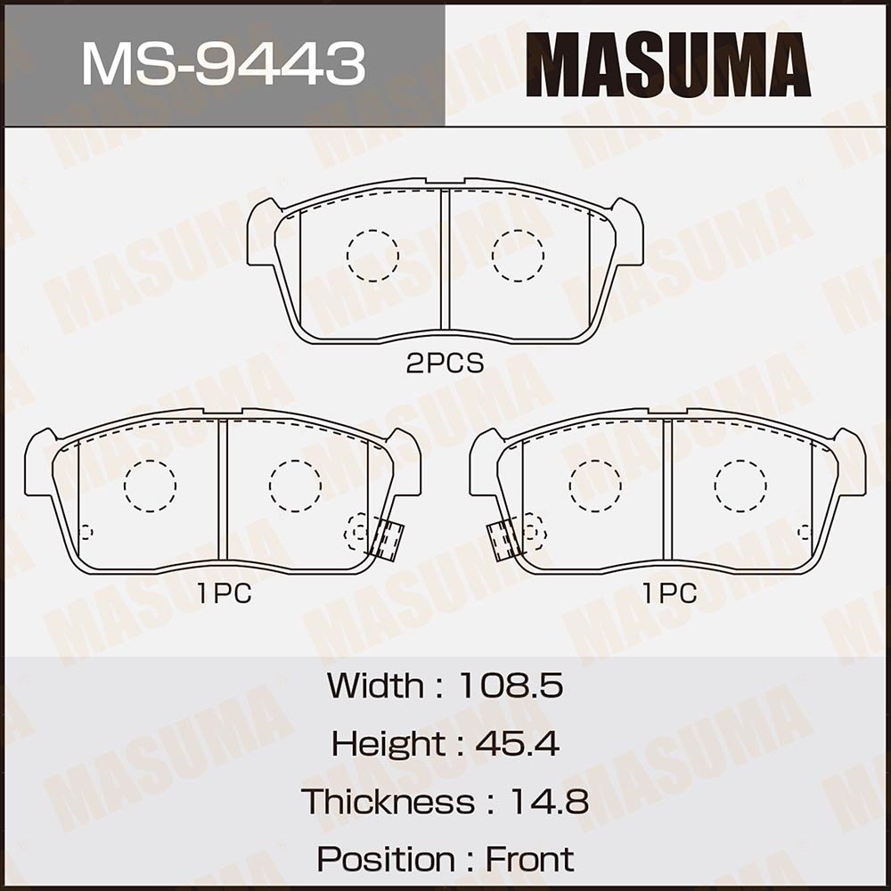 MASUMA MS-9443 Ceramic Front Brake Pad High Quality for Szuki Ignis Swift & Toyota Passo & Daihatsu Mira 2009 04465-B1010