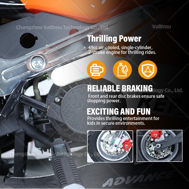 Brightly Colored 49CC Pocket Mini Motorcycle With Front and Rear Disc Brakes