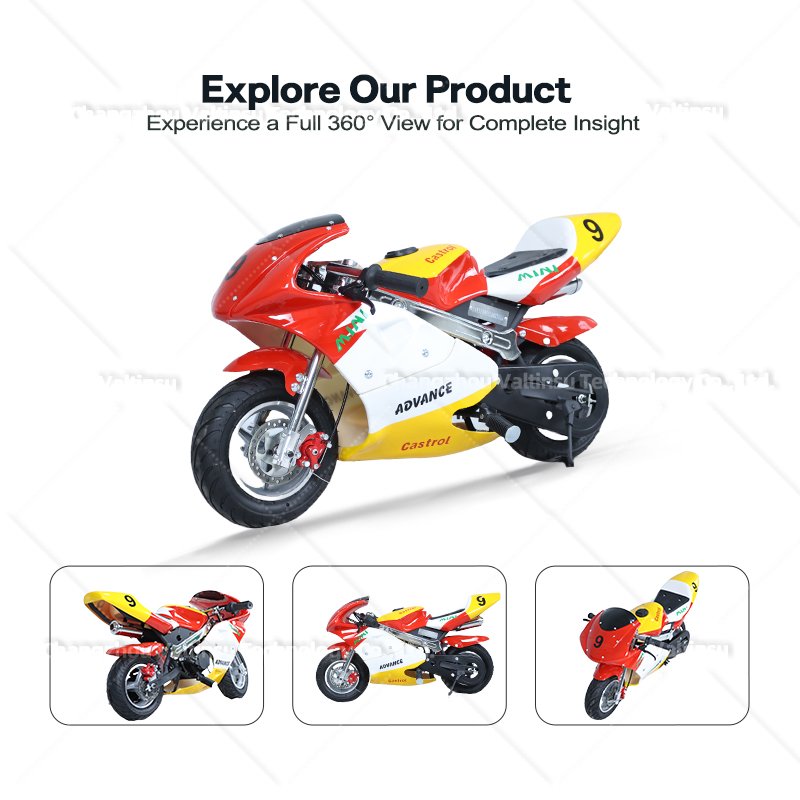 Brightly Colored 49CC Pocket Mini Motorcycle With Front and Rear Disc Brakes