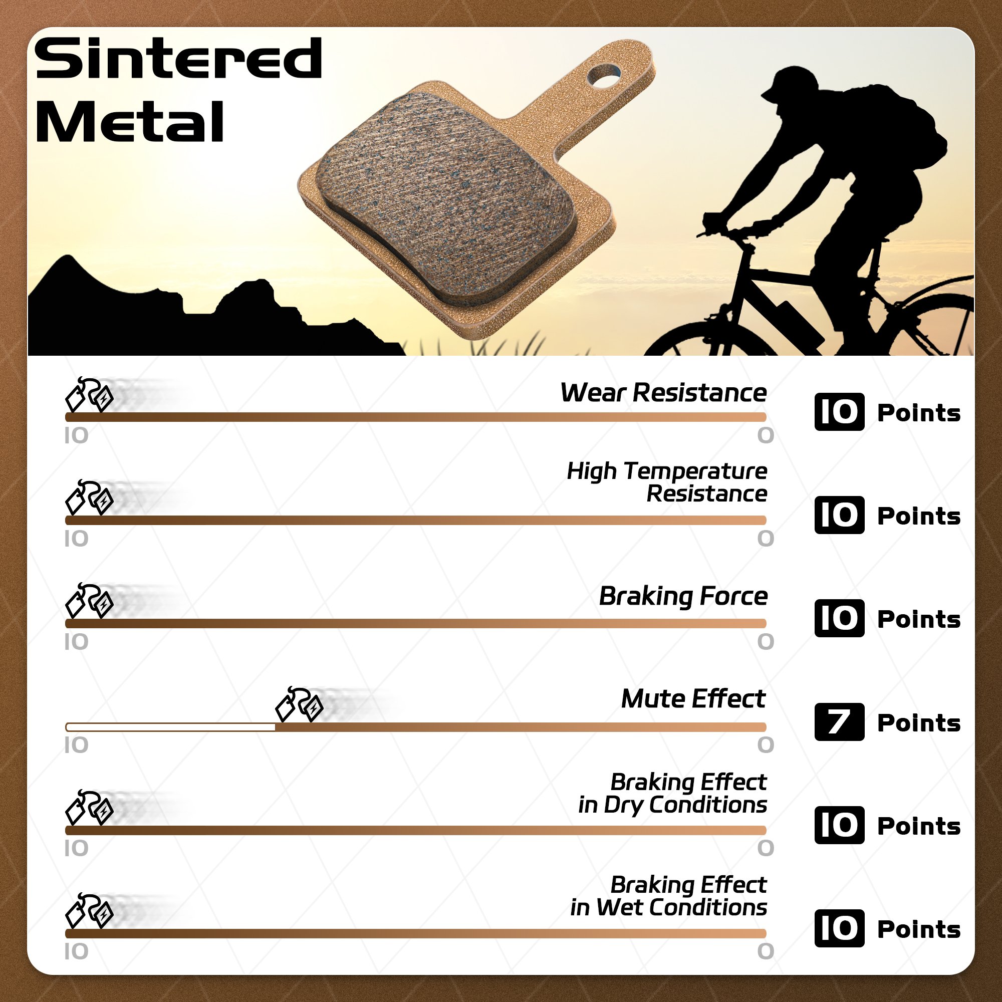 DYISLAND MT2S 4 Pairs/Box, Resin/Semi Metal/Sintered Metal Material Bicycle Brake Pads Suitable for Electric MTB Mountain Bikes