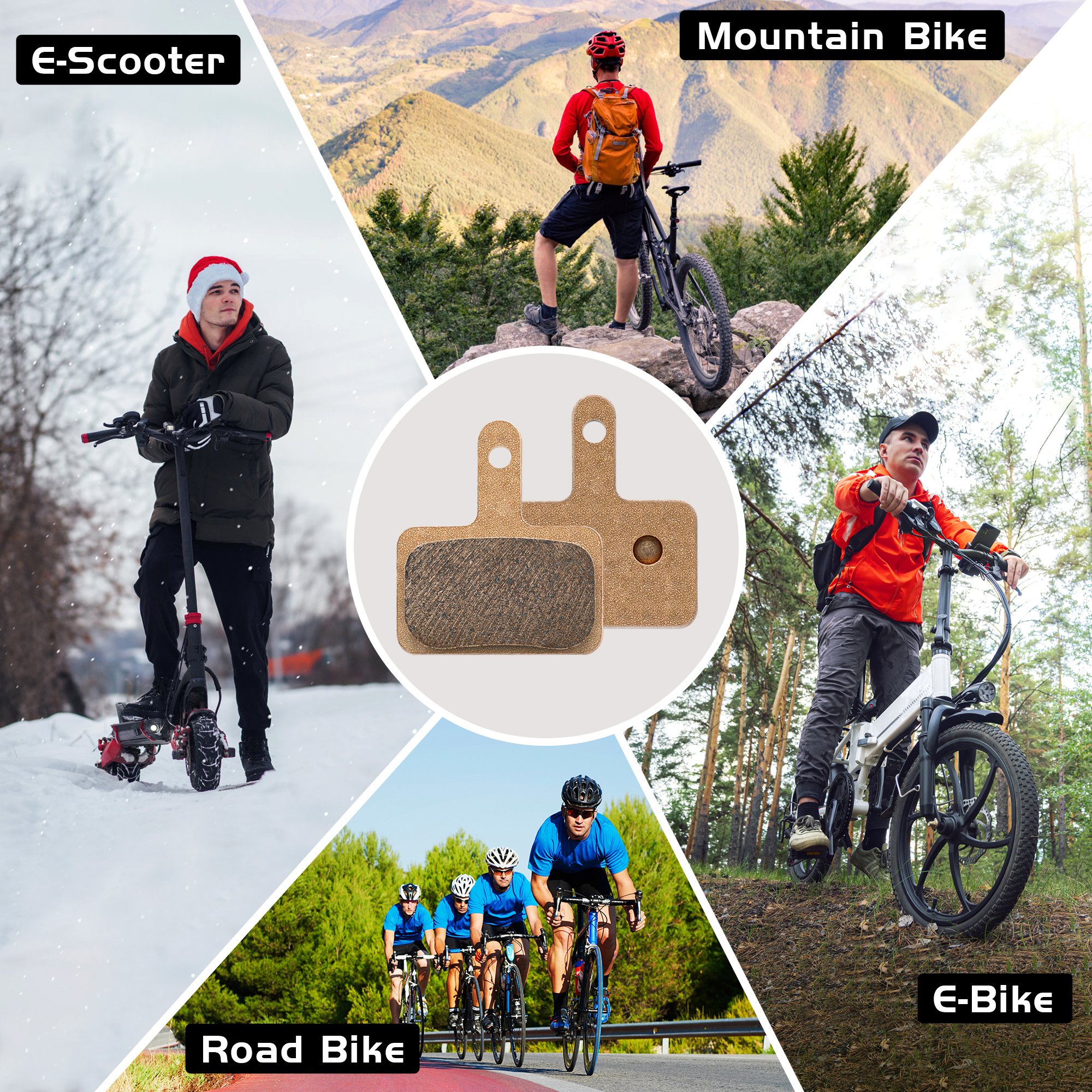 DYISLAND MT2S 4 Pairs/Box, Resin/Semi Metal/Sintered Metal Material Bicycle Brake Pads Suitable for Electric MTB Mountain Bikes