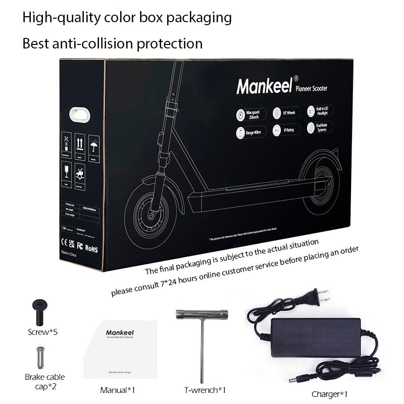 Mankeel Pioneer Private Folding Mobility Scooters 10 Inch Tire Two Wheel Kick Dual Motor Scooter Electric for Adults