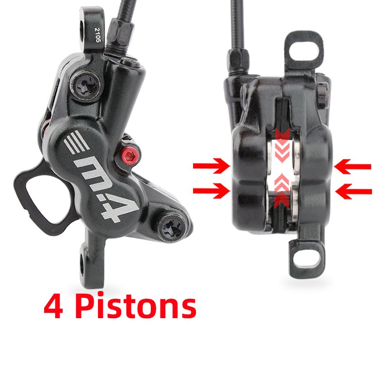 MEROCA MTB 4 Piston Brake Pads Set Hydraulic Oil Disc Brakes for Bike 160mm Front Right & Rear Left 800/1400mm Compatibility