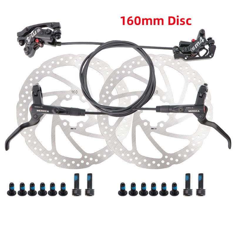 MEROCA MTB 4 Piston Brake Pads Set Hydraulic Oil Disc Brakes for Bike 160mm Front Right & Rear Left 800/1400mm Compatibility