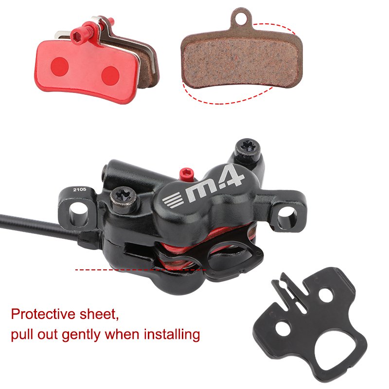 MEROCA MTB 4 Piston Brake Pads Set Hydraulic Oil Disc Brakes for Bike 160mm Front Right & Rear Left 800/1400mm Compatibility