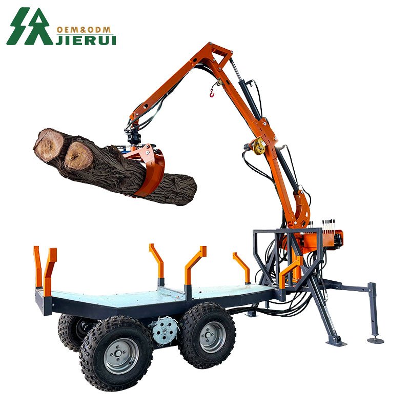 CE Approved Forestry Remote Control Winch Telescopic Boom Timber 15HP Timber Crane With Hydraulic Brake