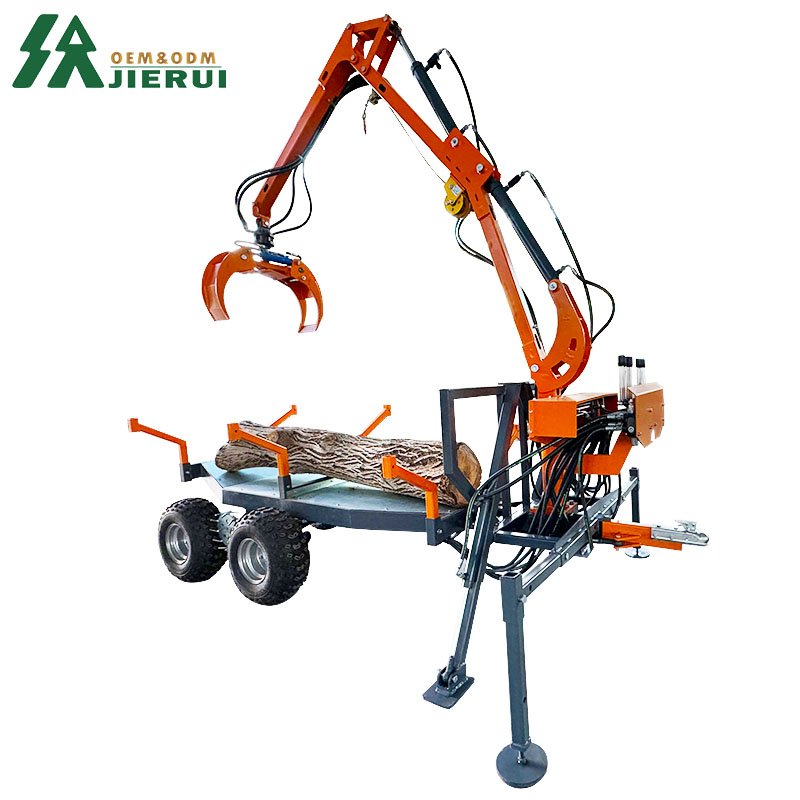 CE Approved Forestry Remote Control Winch Telescopic Boom Timber 15HP Timber Crane With Hydraulic Brake