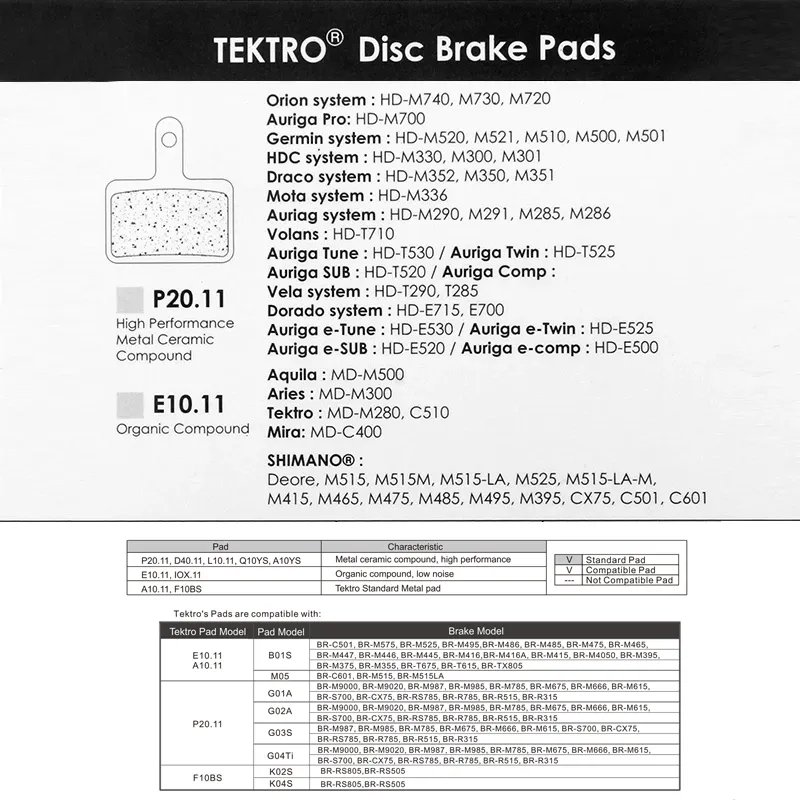 E10.11 Genuine Pad Disc Pads Bike Accessories Brake Pads for Mt200/M355/M375/M5395