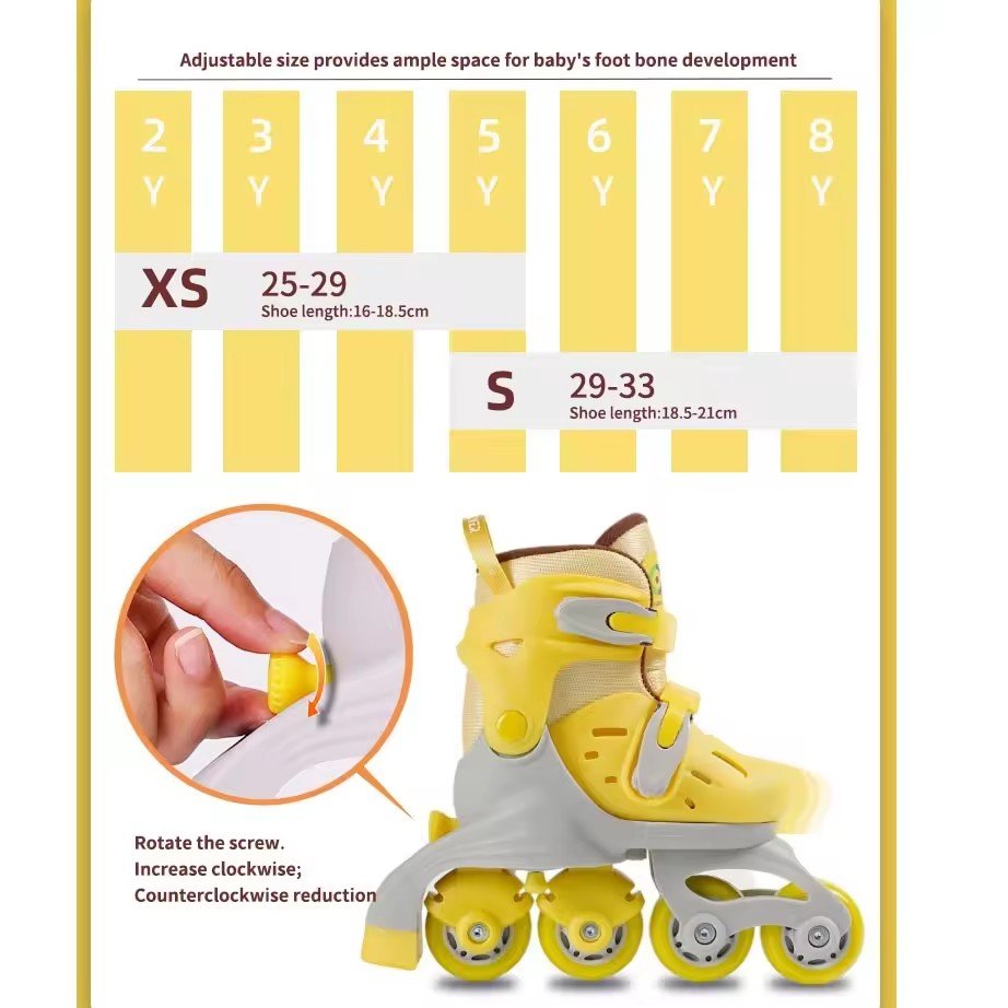 668 Adjustable Four-Wheel Roller Skates Full Flash PU Wheel Inline Quad Convertible Design for Boys and Girls