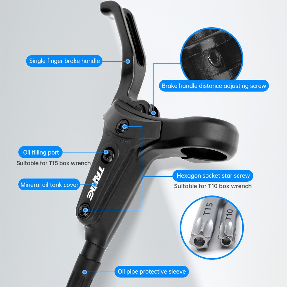 Hydraulic Disc Brake for Mountain Bike 2-Piston Caliper Suitable for Small Hands Fingertip Handlebar Short Grip