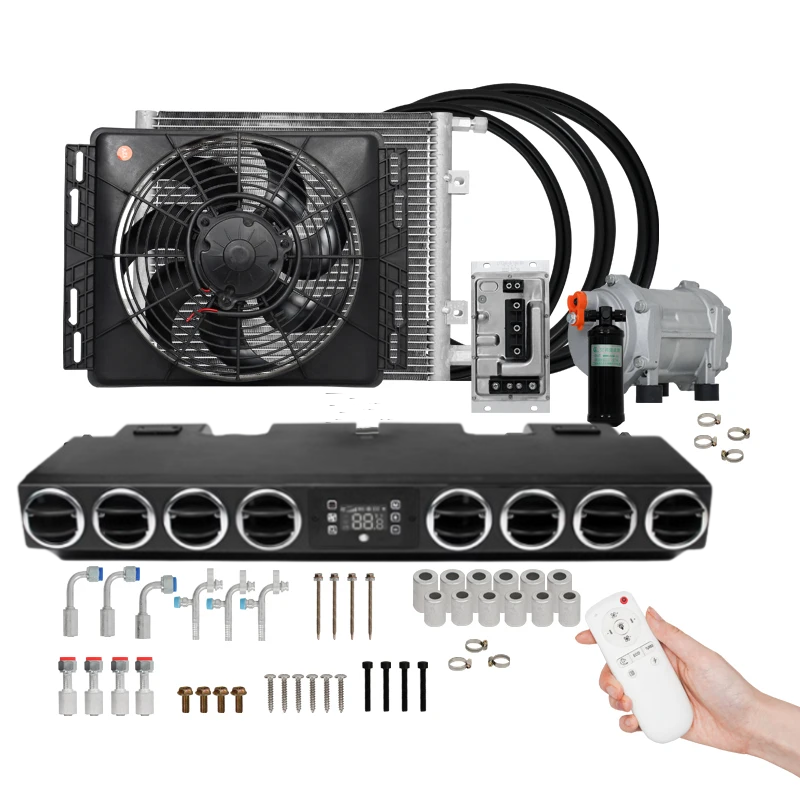8 Holes RV Commercial Vehicle Van Car Refrigeration Modification Universal 12V Original Car Evaporator Car air Conditioner 24v