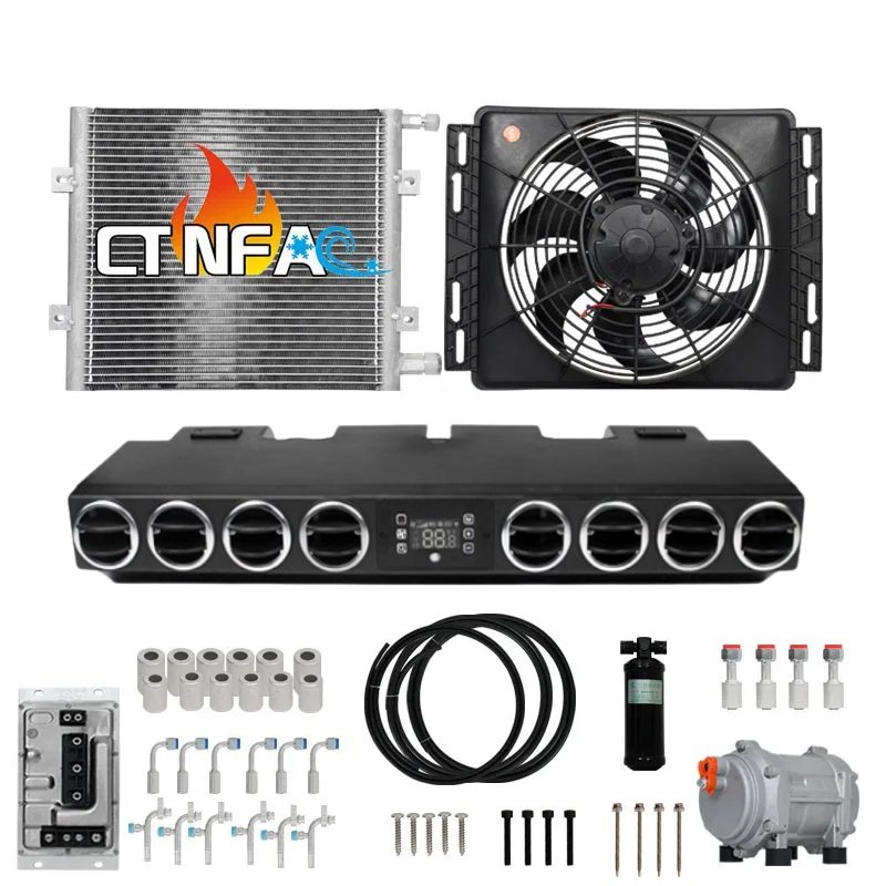 8 Holes RV Commercial Vehicle Van Car Refrigeration Modification Universal 12V Original Car Evaporator Car air Conditioner 24v