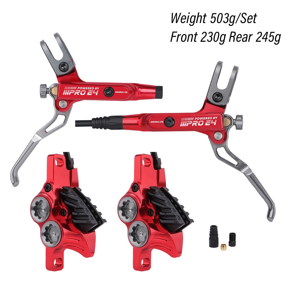 High Quality IIIPRO E4 4 Piston CNC MTB Bike Hydraulic Disc Brake Mountain Bicycle Cooling Braking Pad Set Cycling Parts