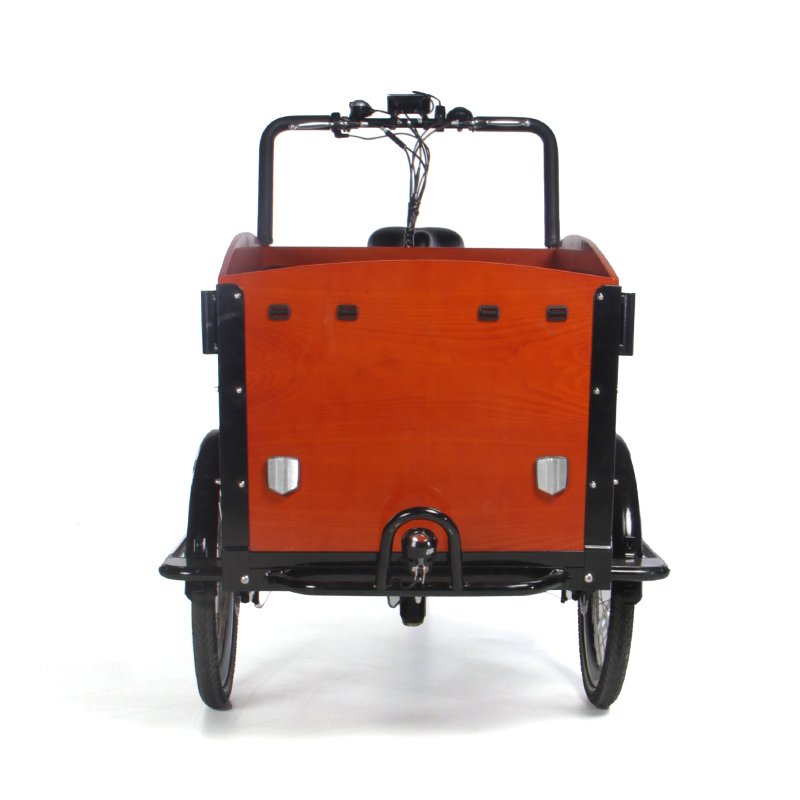 2022 Pedal Electric Bicycle Open Cargo Bike Adult Motor Tricycle With Front Wooden Box Shopping Cart for Sale