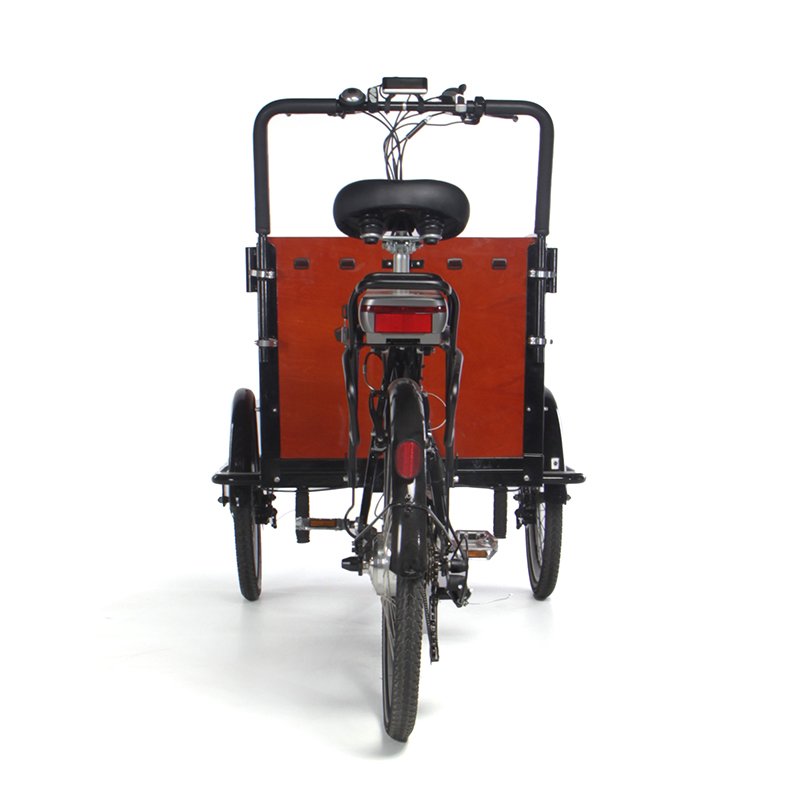 2022 Pedal Electric Bicycle Open Cargo Bike Adult Motor Tricycle With Front Wooden Box Shopping Cart for Sale