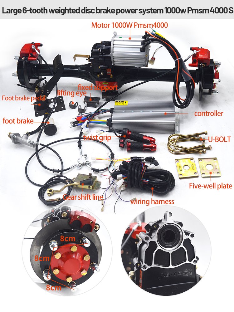 Electric Tricycle Rear Differential Rear Axle Assembly Large Torque Full Suspension High Power DC Heavy-duty Rear Axle PMSM