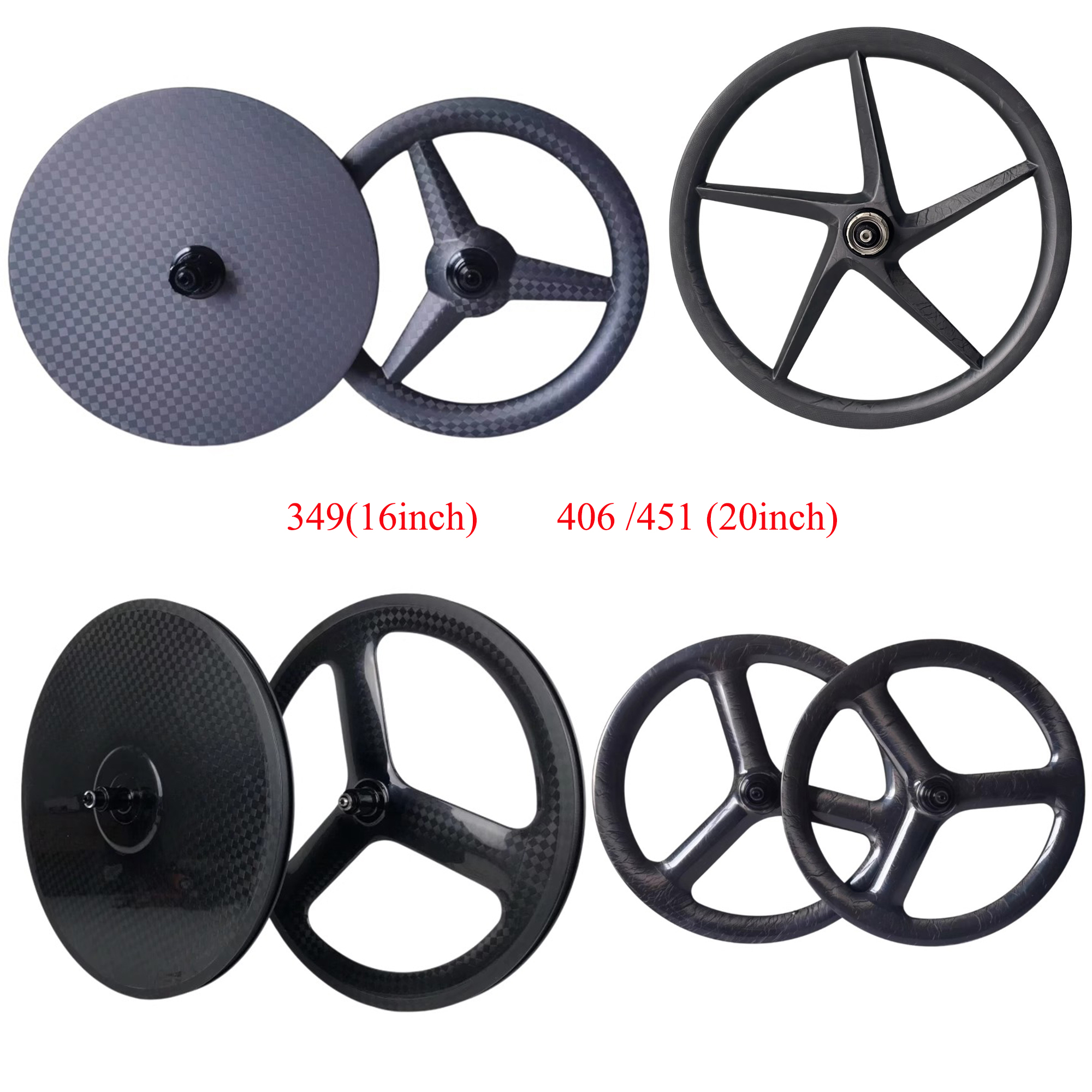 349 Carbon Bike Wheels 16inch Ultralight Wheel Set-Precision-Engineered for Brompton Folding Bikes and Compact Commuters