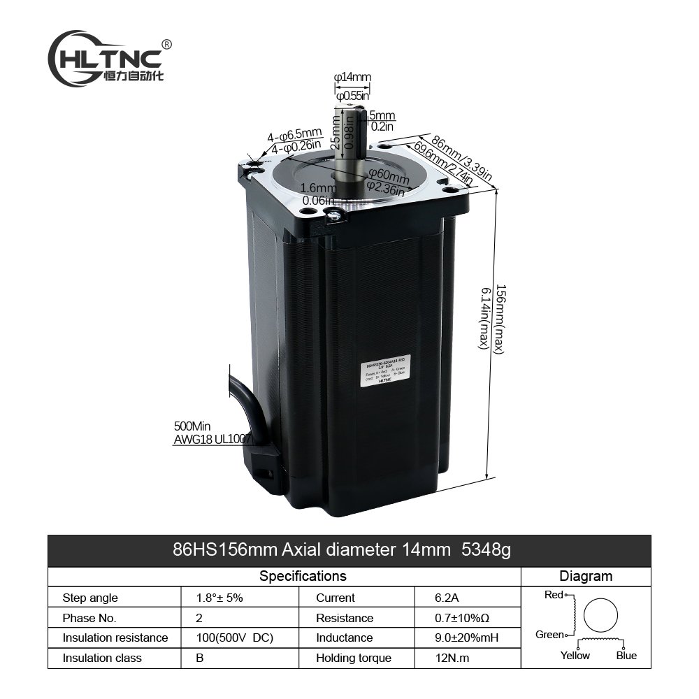 86HS156 Direct Manufacturer Step Motor 1.8 Degree 2 Phase 12 N.M 6.2A Nema34 for Engraving/ Labelling /laser Auto Machine CNC