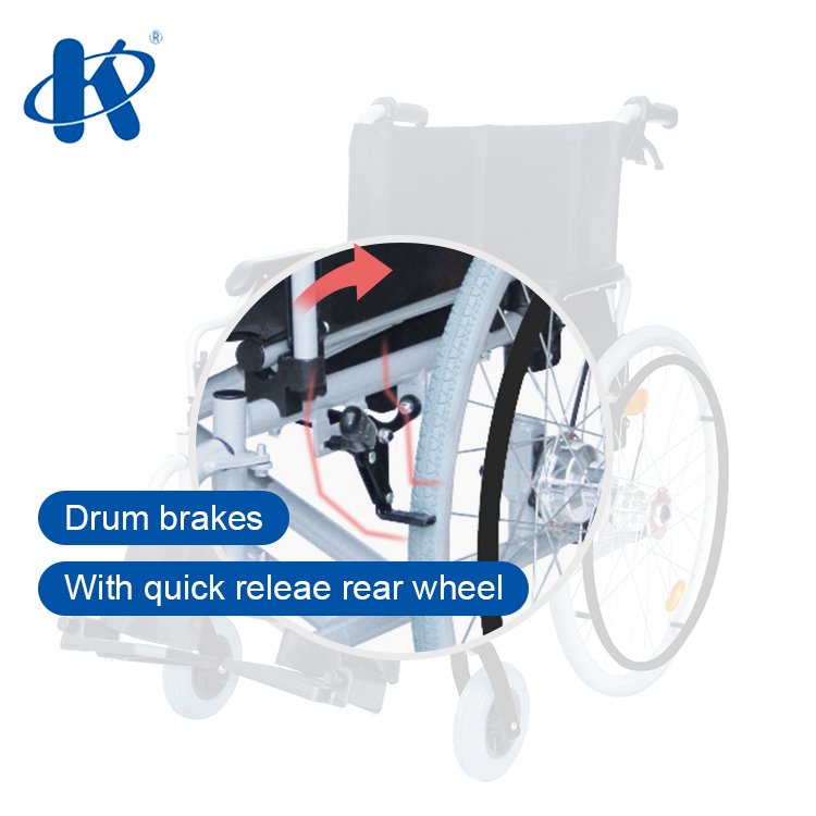 Kaiyang KY956LQH-51 125kg Quick Release Rear Wheel Aluminium Manual Wheel Chair Flip up PU Armrest Drum Brakes Wheelchair