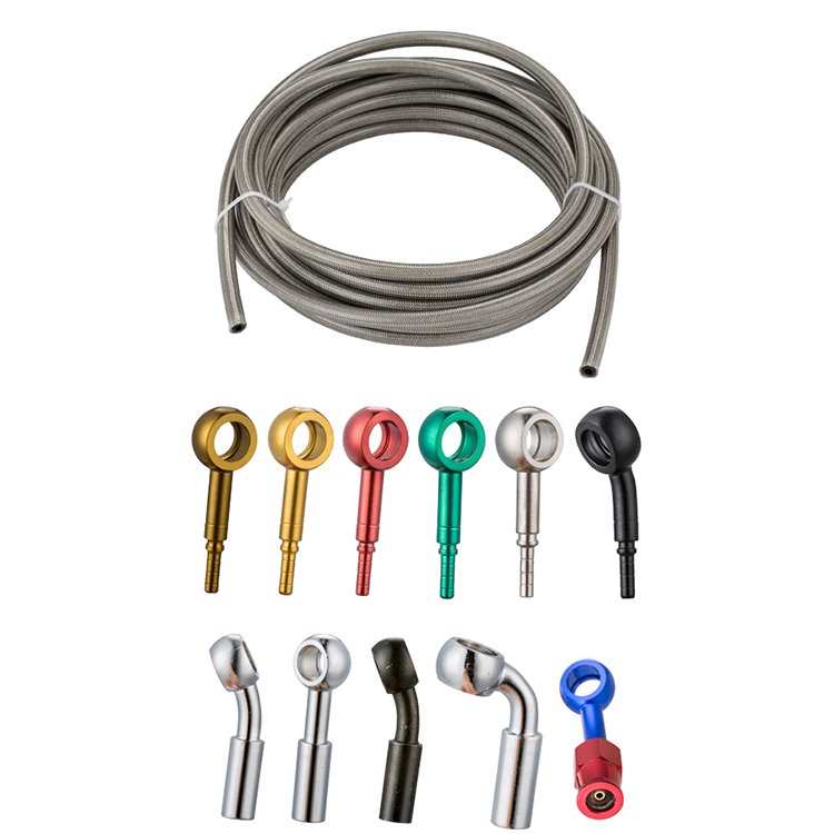 An3 Aluminium Motorcycle Hose Color Quick Coupling Banjo Eye Fitting for Ptfe Nylon Stainless Steel Braided Brake Oil Hose Line