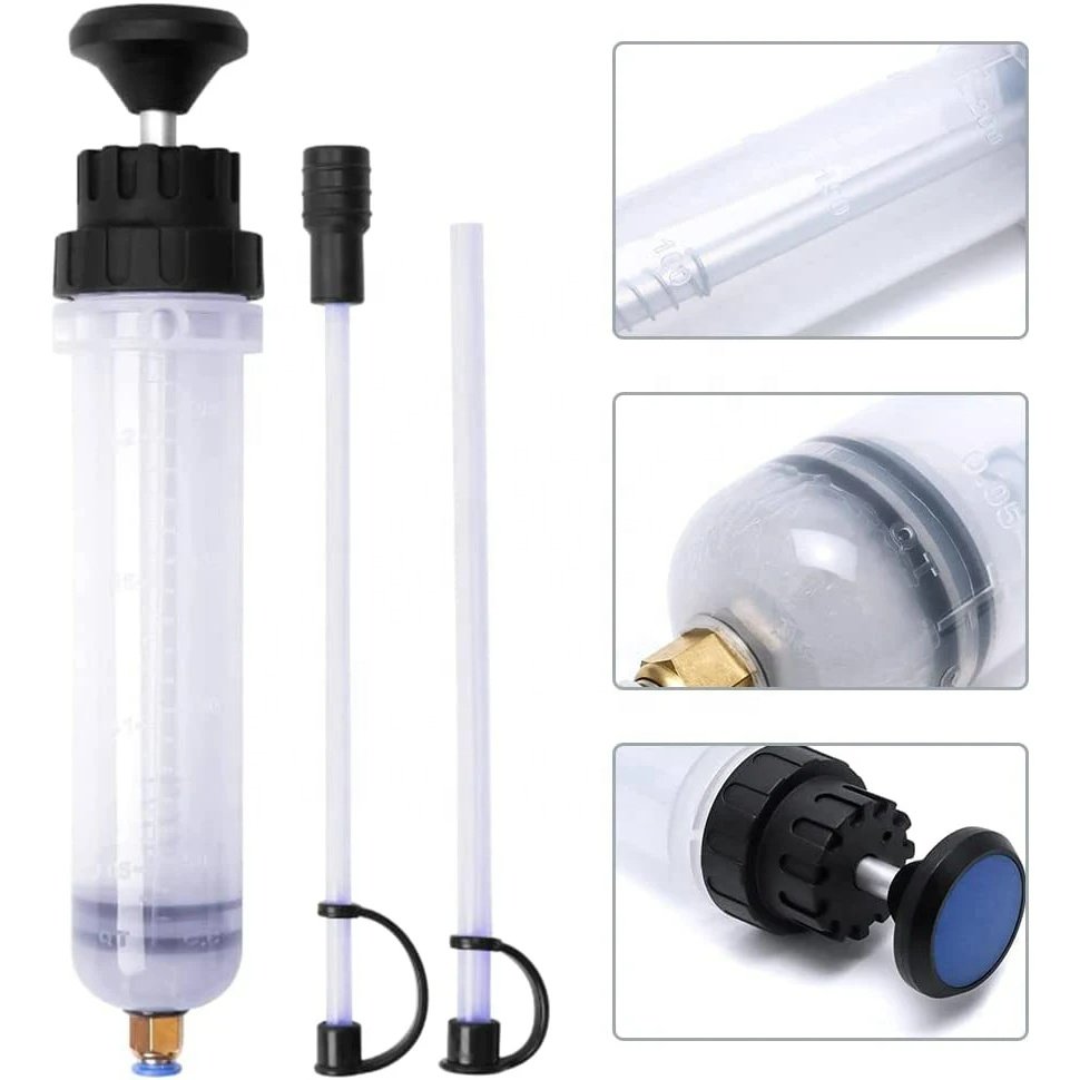 Auto Oil Change Syringe with Hose Manual Fuel Suction & Filler Fluid Oil Change Evacuator Pump Car Brake Fluid Oil Extractor