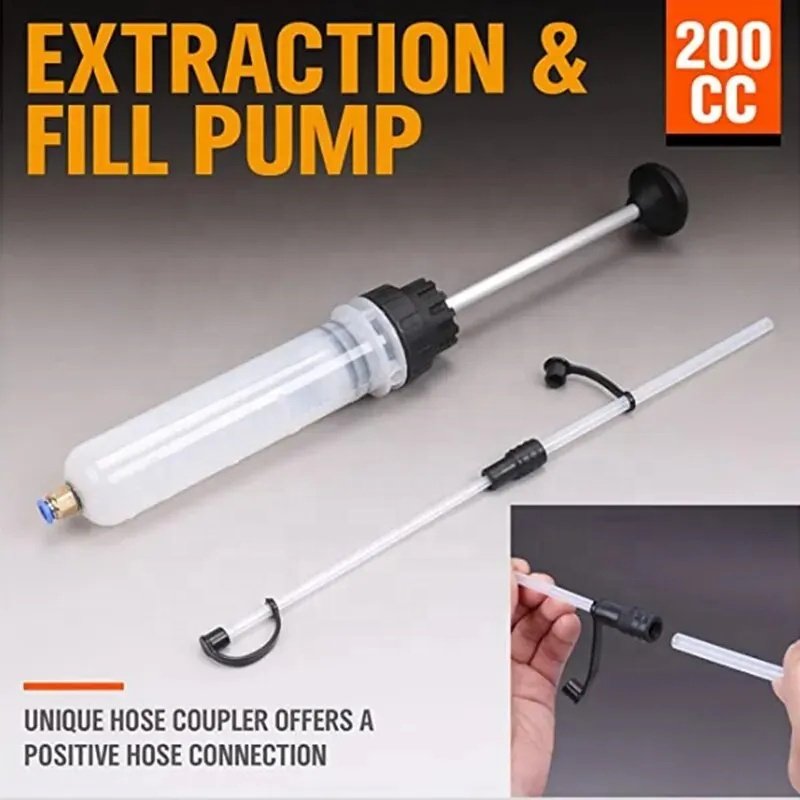 Auto Oil Change Syringe with Hose Manual Fuel Suction & Filler Fluid Oil Change Evacuator Pump Car Brake Fluid Oil Extractor