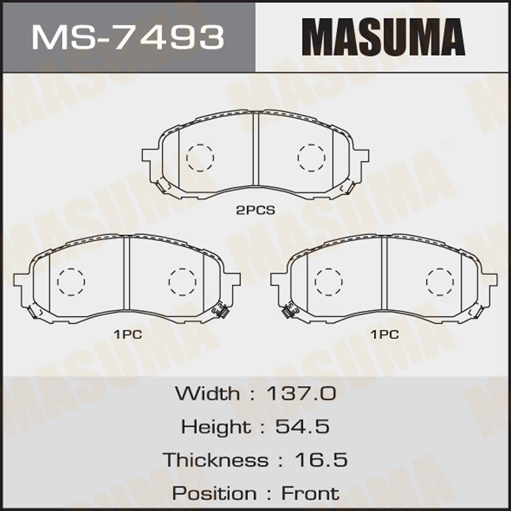 MS-7493 MASUMA Auto Car Parts 4Pair Brake Pads System Front and Rear AY040-FJ011 26296AE190 for SUBARU IMPREZA ANESIS