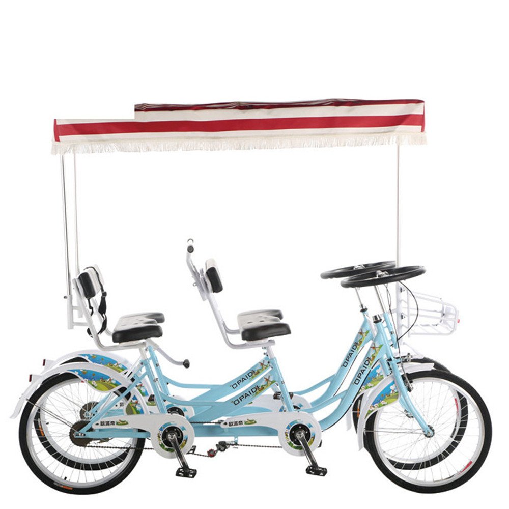 4 Person Hand Brake Surrey Bicycle Sightseeing Bike with Fat Tire 2 Person tandem Bike