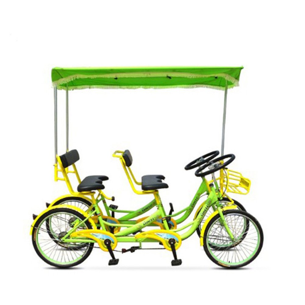 4 Person Hand Brake Surrey Bicycle Sightseeing Bike with Fat Tire 2 Person tandem Bike