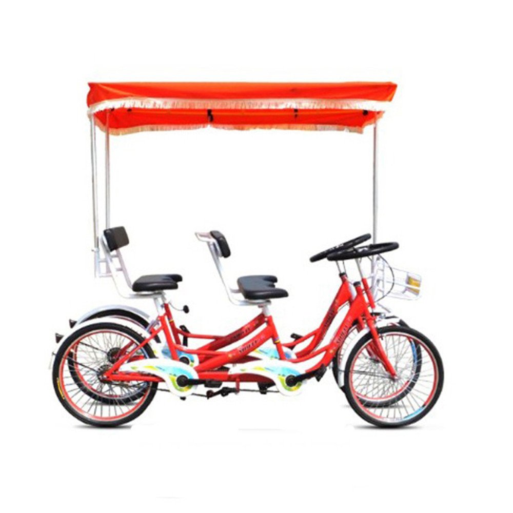 4 Person Hand Brake Surrey Bicycle Sightseeing Bike with Fat Tire 2 Person tandem Bike