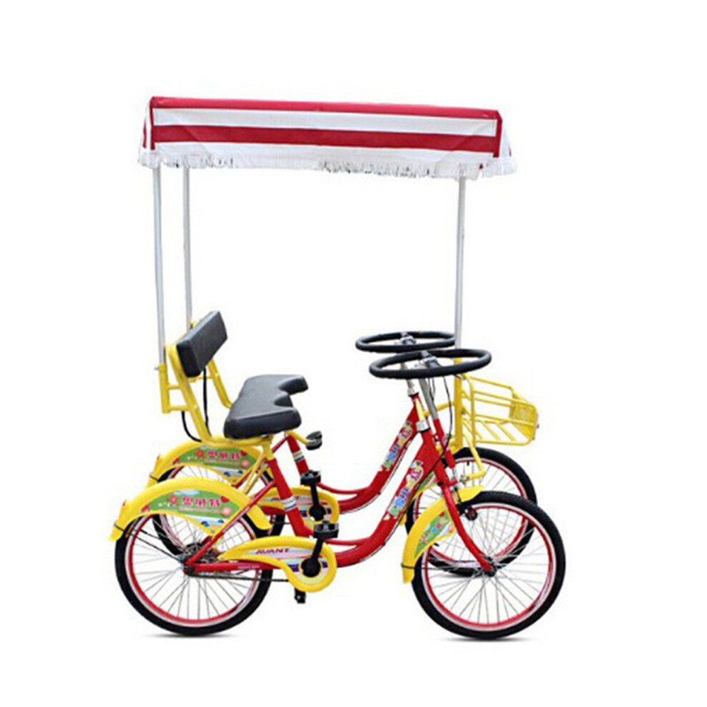 4 Person Hand Brake Surrey Bicycle Sightseeing Bike with Fat Tire 2 Person tandem Bike
