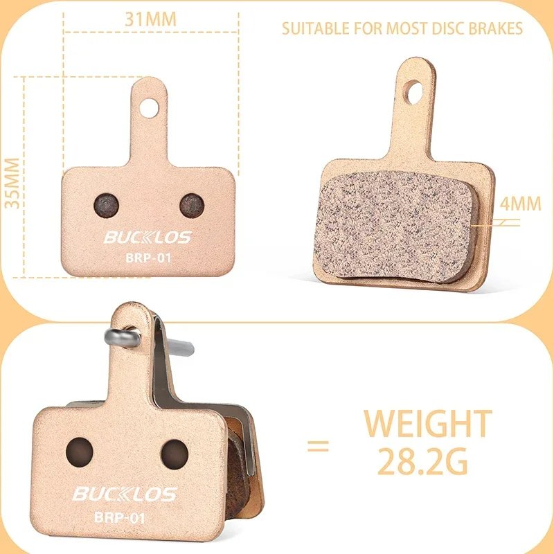 BUCKLOS Brake Pads Fit B01S B03S B05S Bicycle Hydraulic Disc Brake Pads Fit MT200 Durable Mountain Road Bike Brake Pads