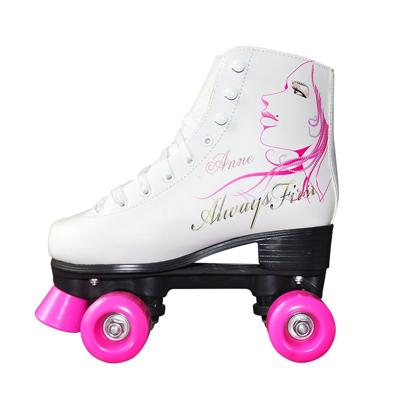 Beautiful Colorful Flower pink Wheels Brake Four Wheel Roller Skate Shoes